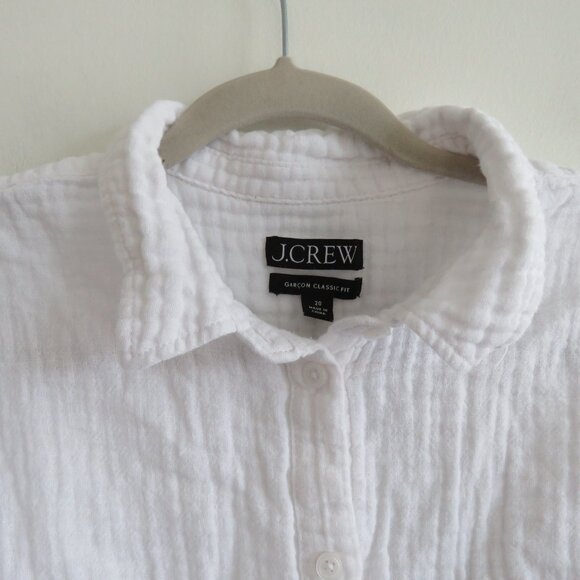 J. CREW Garçon Classic Shirt in Cotton-Linen Blend Gauze Preppy Coastal Size 20 - Picture 4 of 14